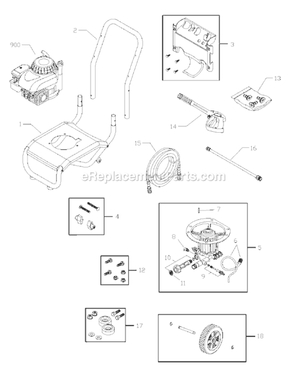 Page A Diagram and Parts List for 020391-0  Briggs and Stratton Pressure Washer